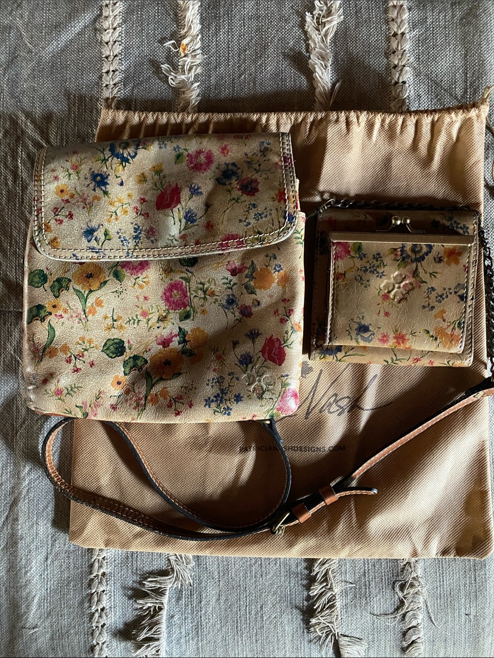 Patricia Nash Prairie Rose leather Crossbody Bag and bi-fold wallet